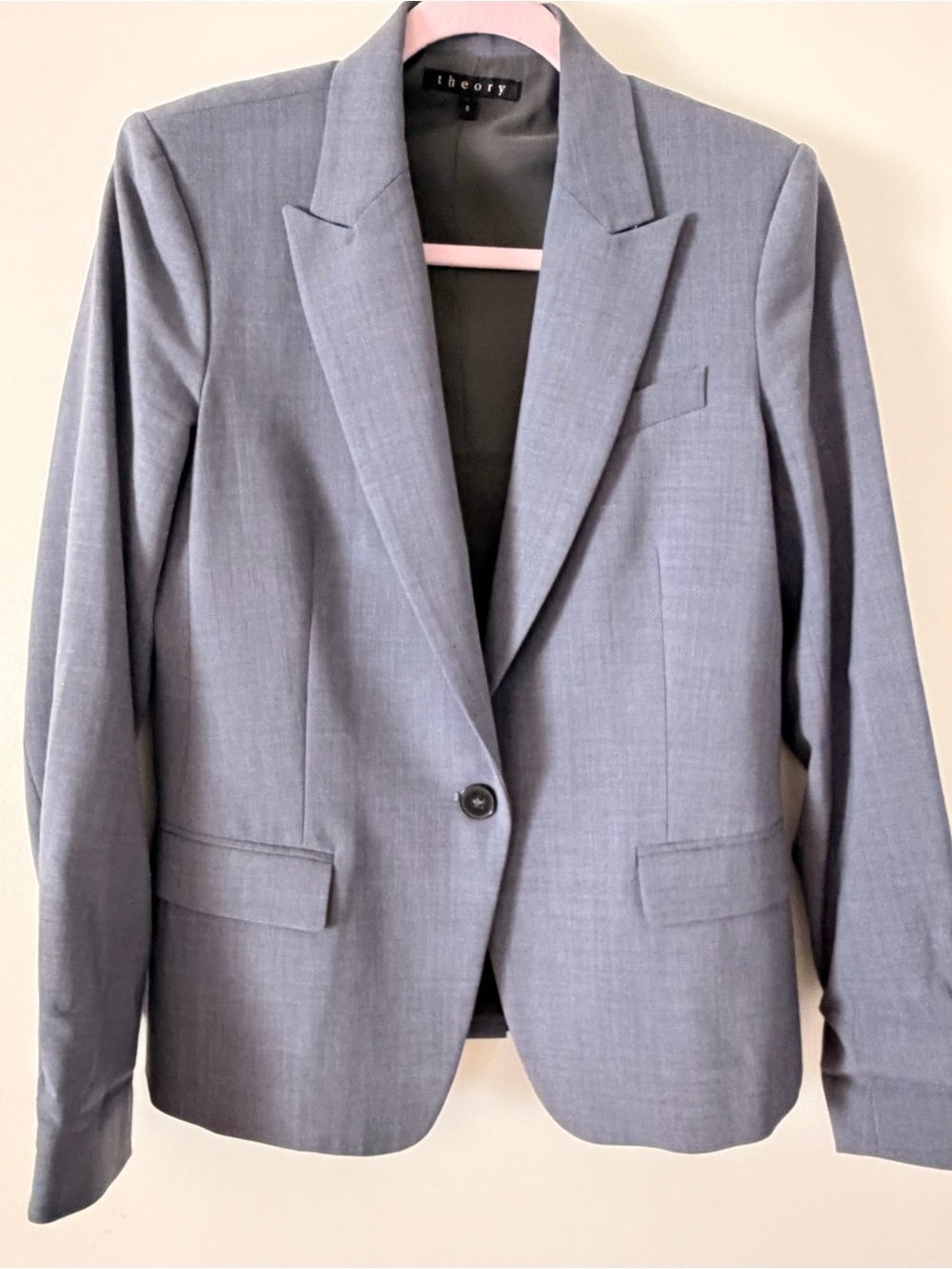 Theory Gray Tailored One Button Blazer Size 8